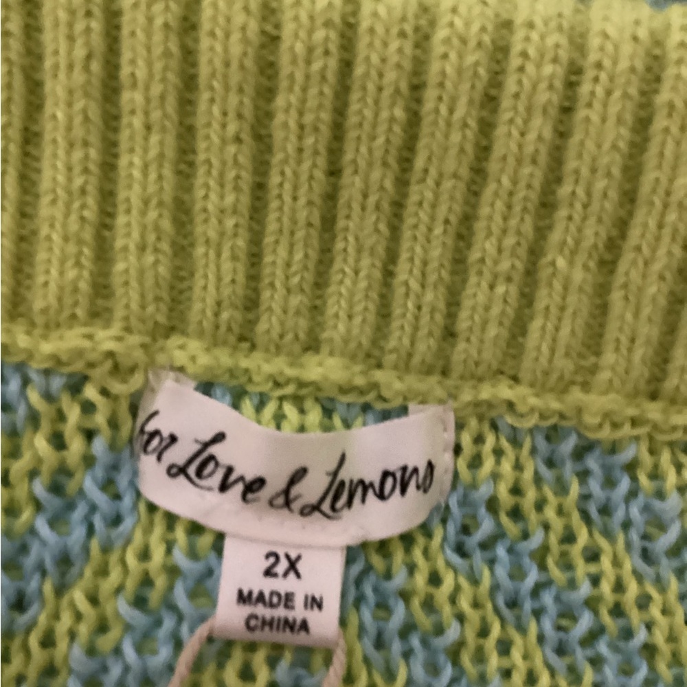 For Love And Lemons Knit Two-Piece Set in Blue and Green - Picture 3 of 3